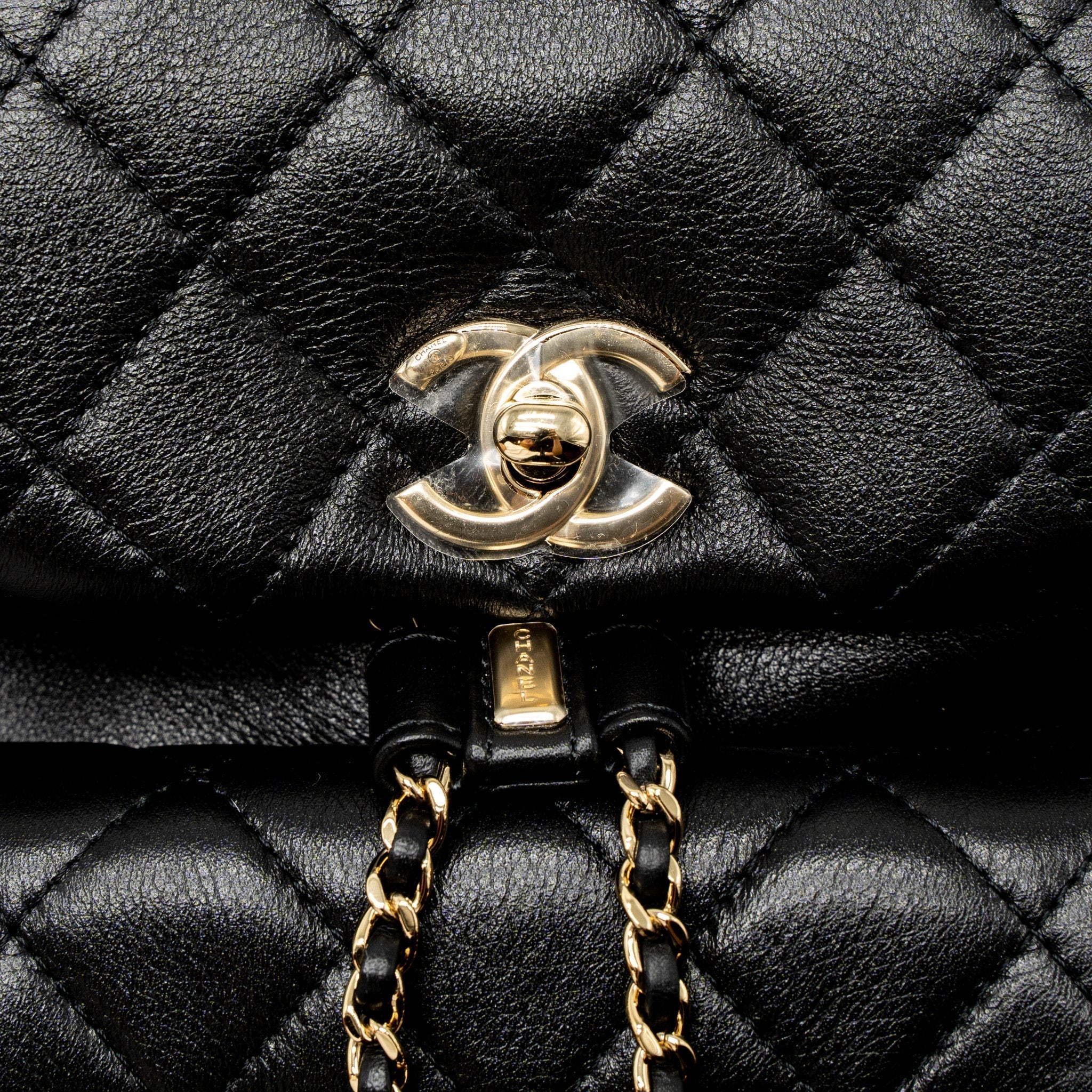 CHANEL 23C DUMA MINI BACKPACK CALFSKIN BLACK LGHW (MICROCHIP)