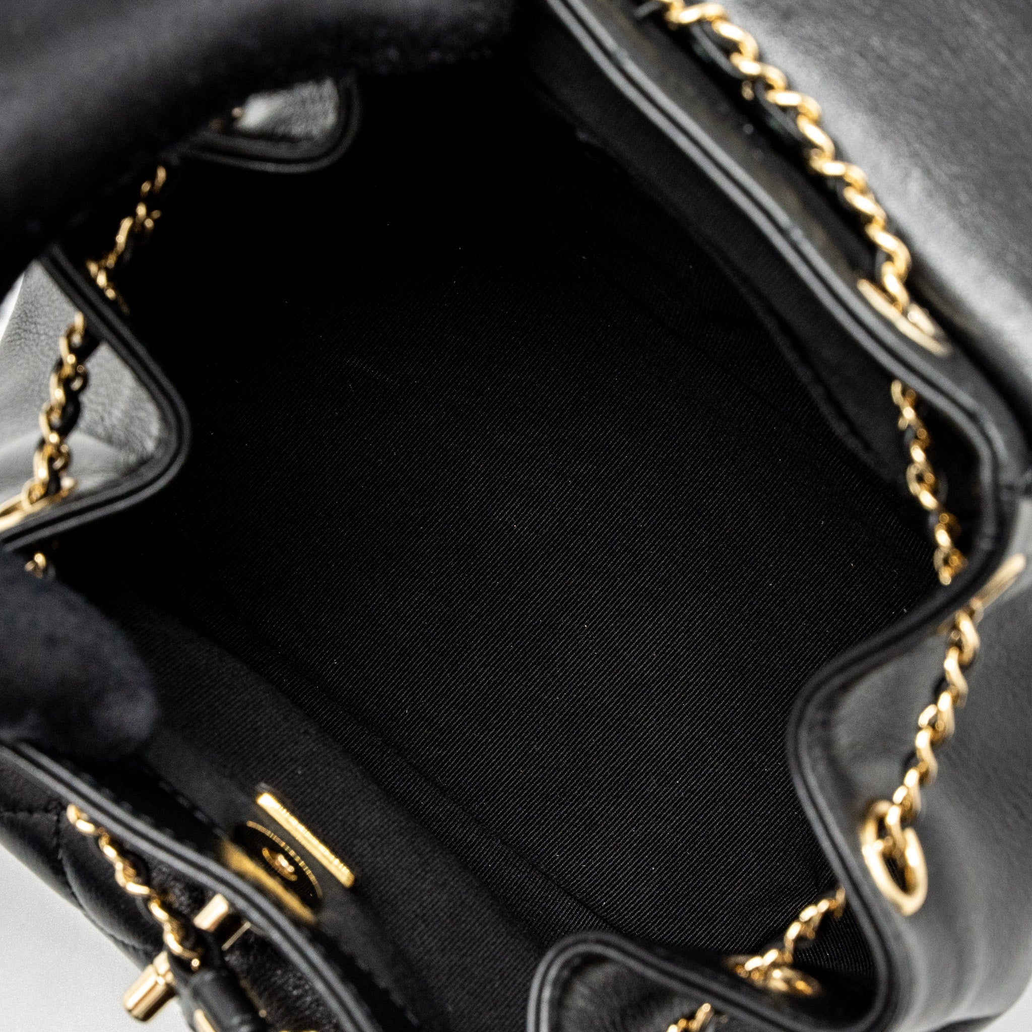 CHANEL 23C DUMA MINI BACKPACK CALFSKIN BLACK LGHW (MICROCHIP)
