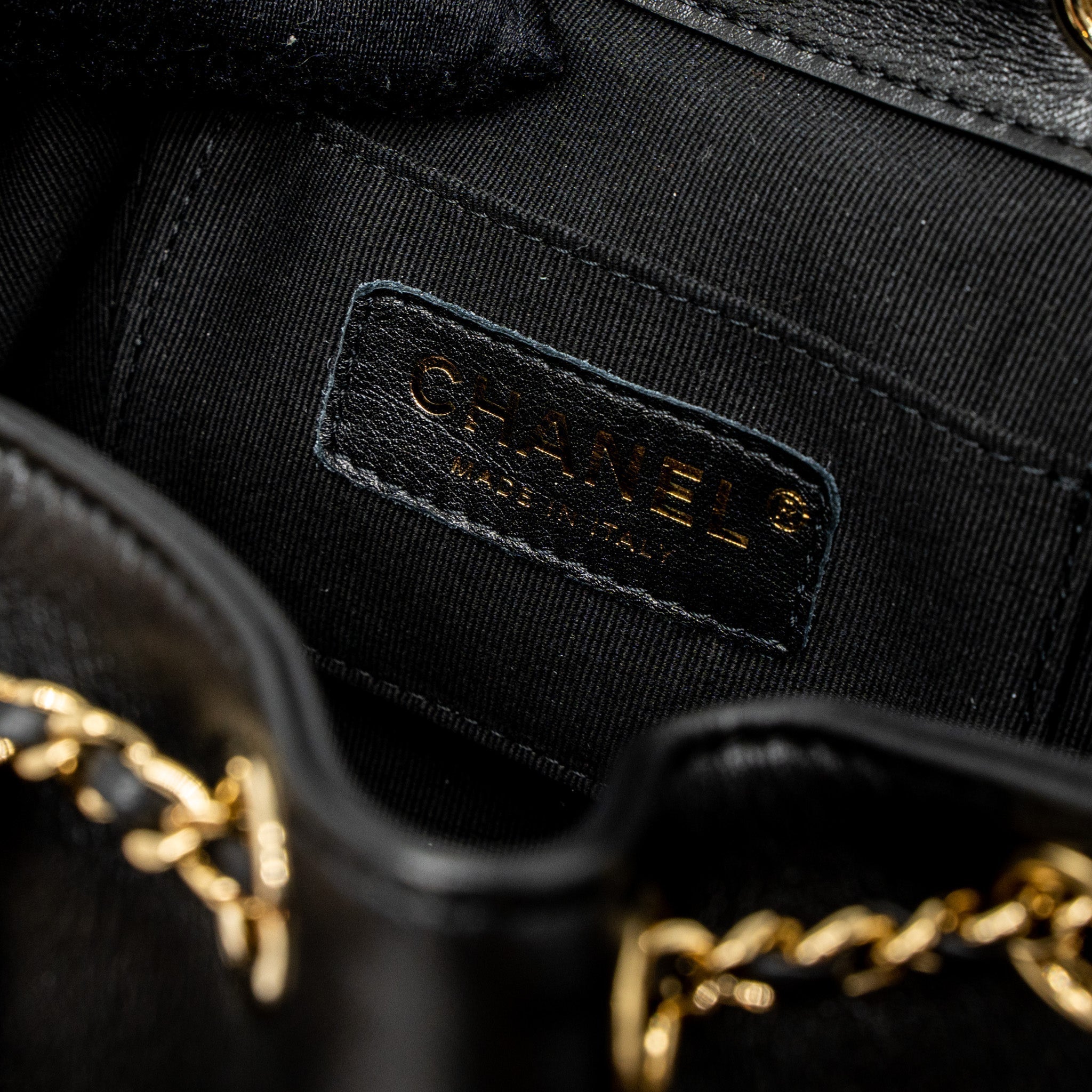 CHANEL 23C DUMA MINI BACKPACK CALFSKIN BLACK LGHW (MICROCHIP)