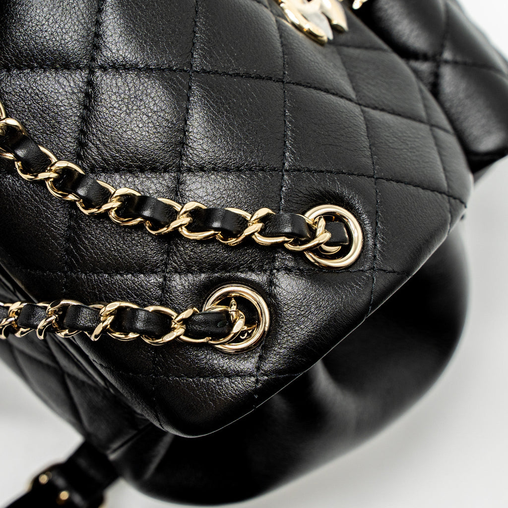 CHANEL 23C DUMA MINI BACKPACK CALFSKIN BLACK LGHW (MICROCHIP)