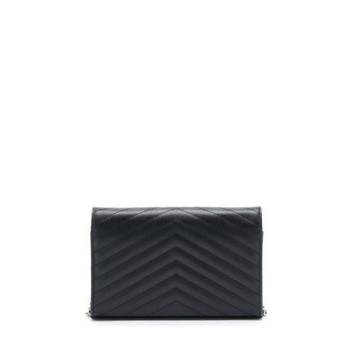 SAINT LAURENT/YSL CHAIN WALLET CROSSBODY BAG GRAIN CALFSKIN BLACK SHW