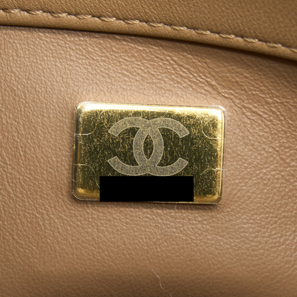 CHANEL PEARL CRUSH MINI SQUARE FLAP BAG LAMBSKIN DARK BEIGE GHW(MICROCHIP)