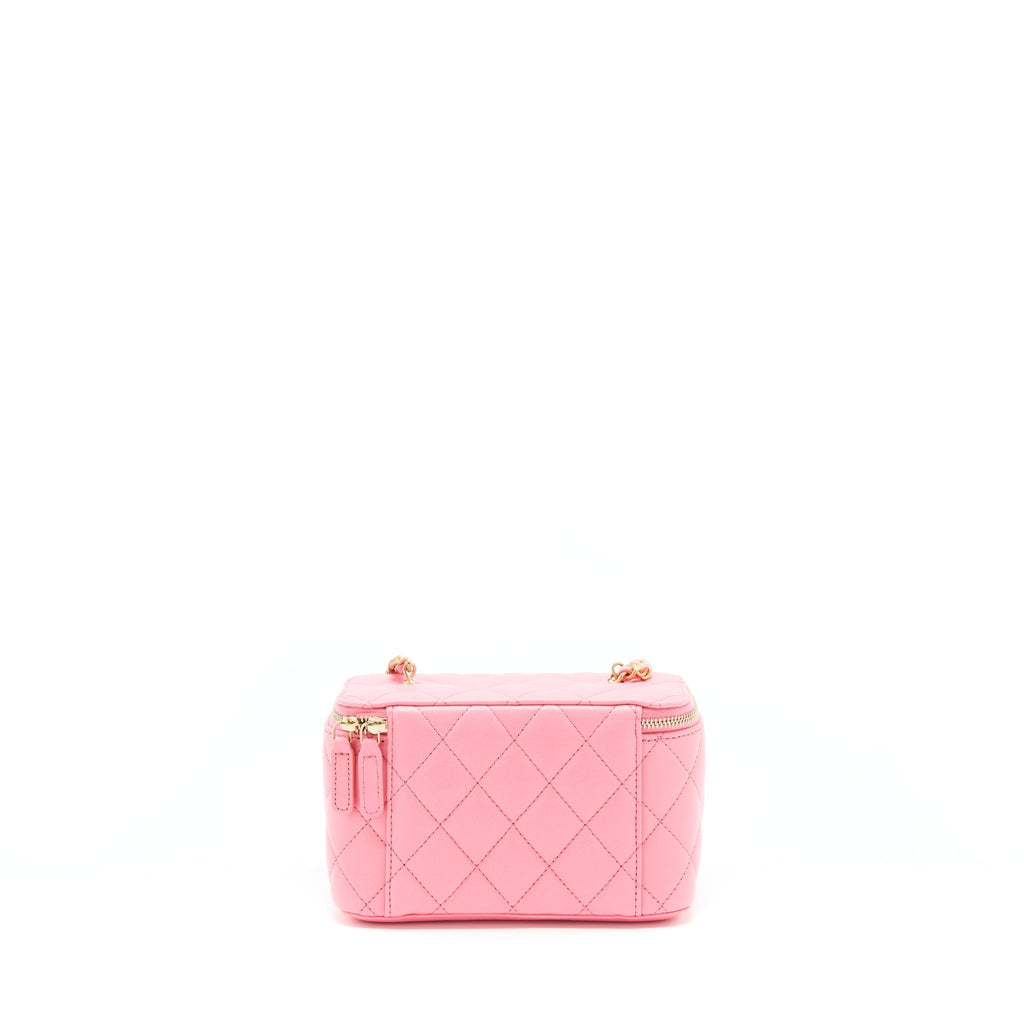 CHANEL 22S PEARL CRUSH LONG VANITY WITH CHAIN LAMBSKIN PINK GHW