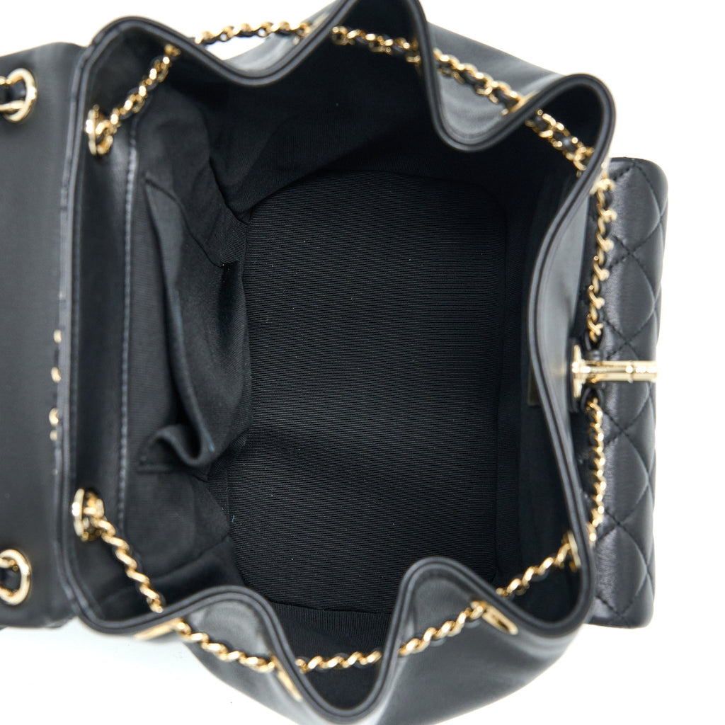 CHANEL 23C LARGE DUMA BACKPACK CALFSKIN BLACK LGHW (MICROCHIP)