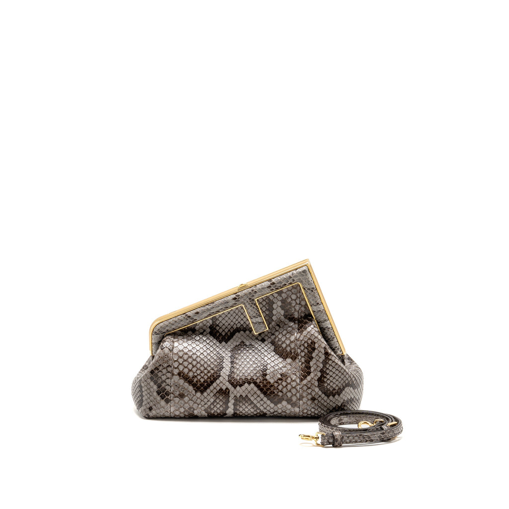 Fendi First Small Python Dark Grey GHW