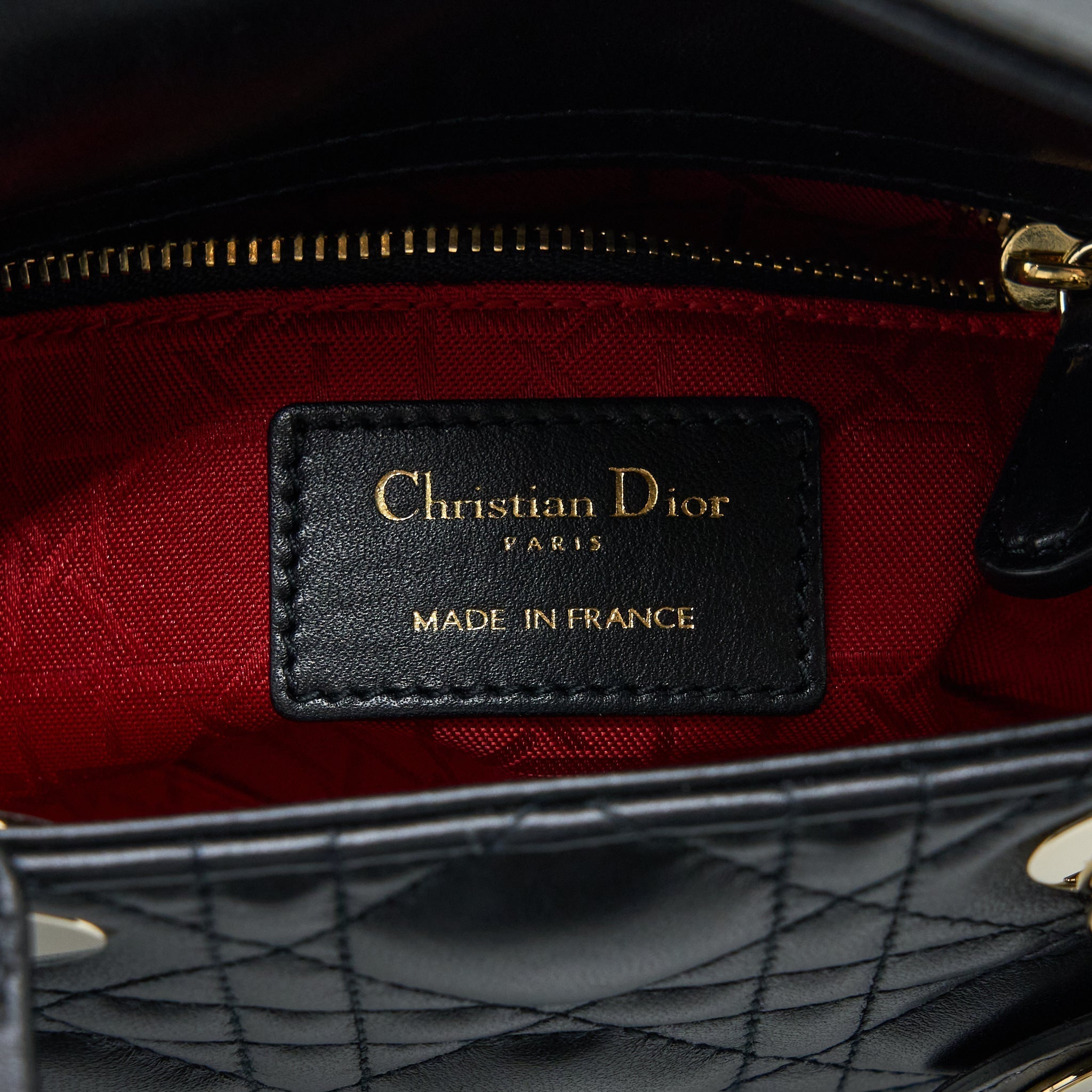 DIOR LADY DIOR MINI LAMBSKIN BLACK LGHW