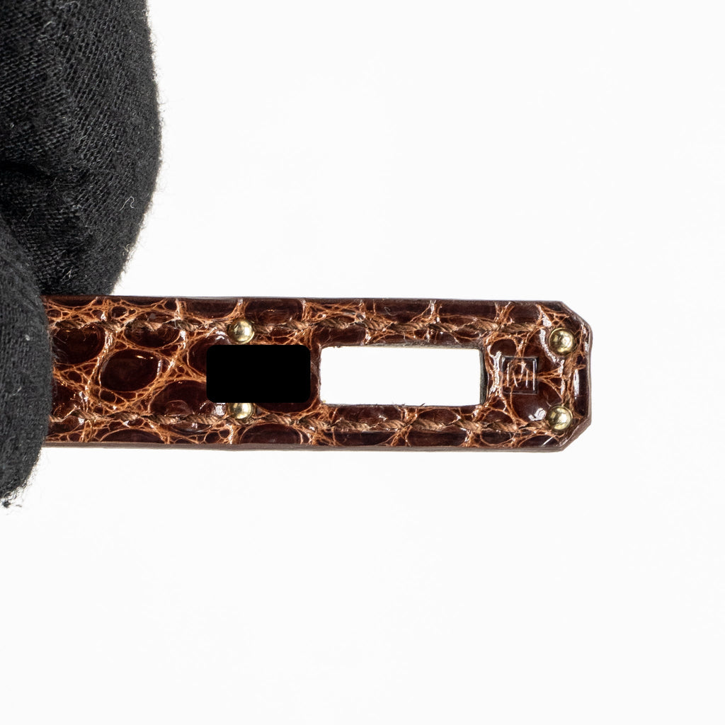 HERMES KELLY POCHETTE SHINY ALLIGATOR MISSISSIPPIENSIS 33 MIEL SHW SQUARE M