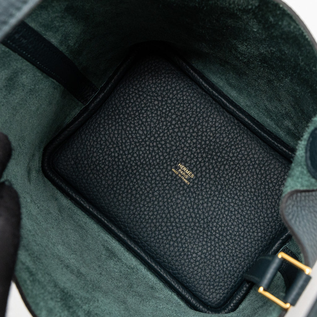 Hermes picotin 18 lock bag clemence vert cypres GHW