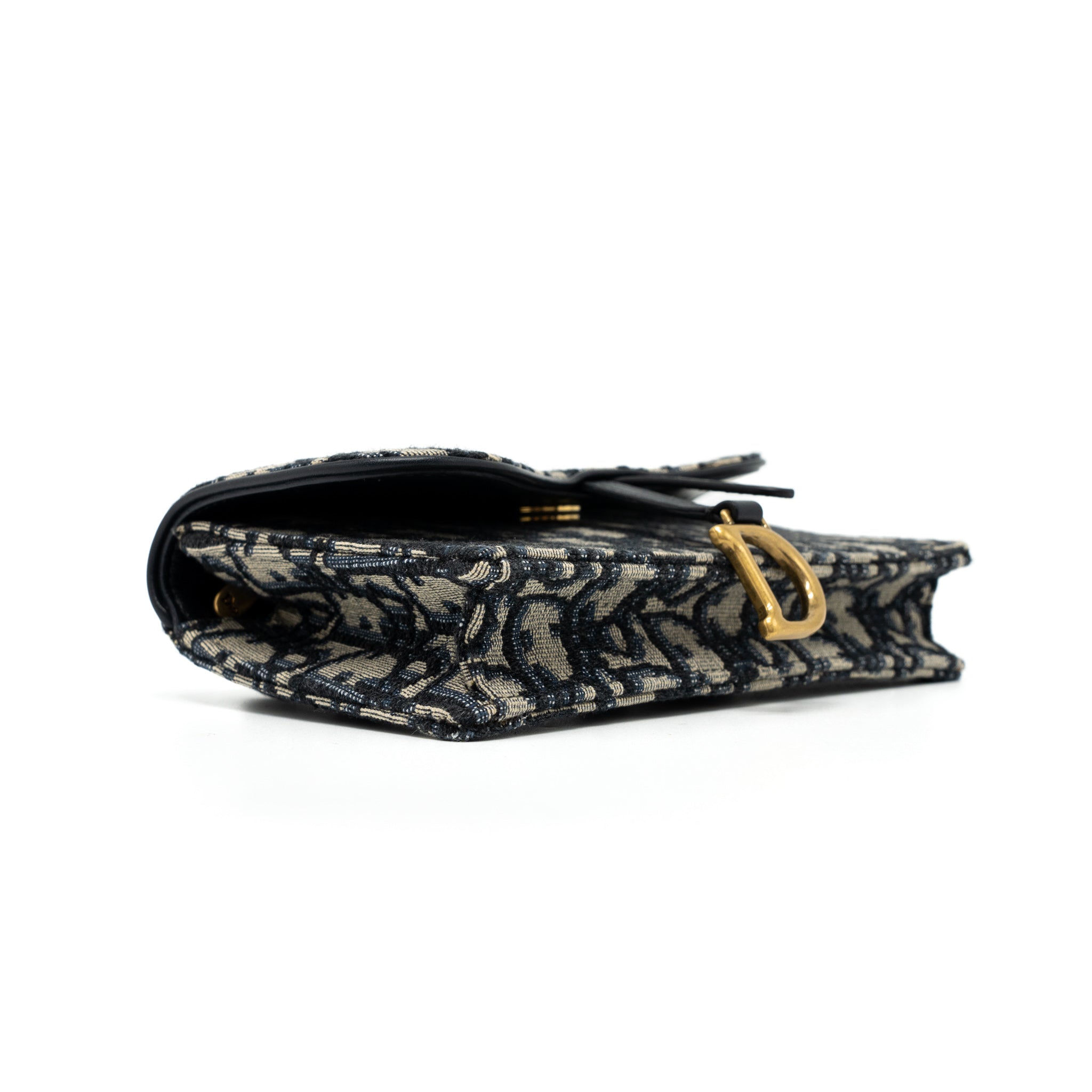 DIOR SADDLE BELT POUCH BLUE OBLIQUE JACQUARD CANVAS GHW