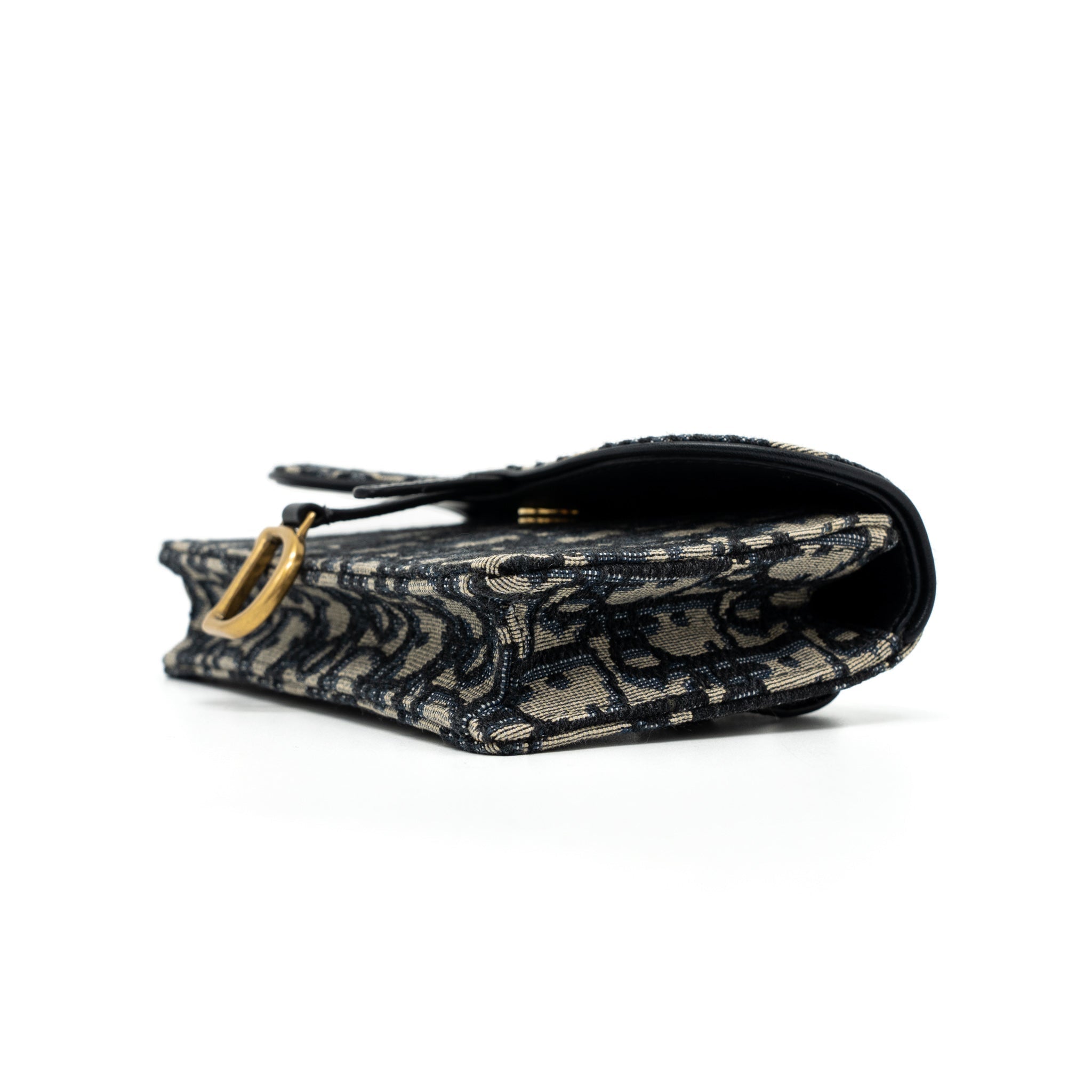 DIOR SADDLE BELT POUCH BLUE OBLIQUE JACQUARD CANVAS GHW