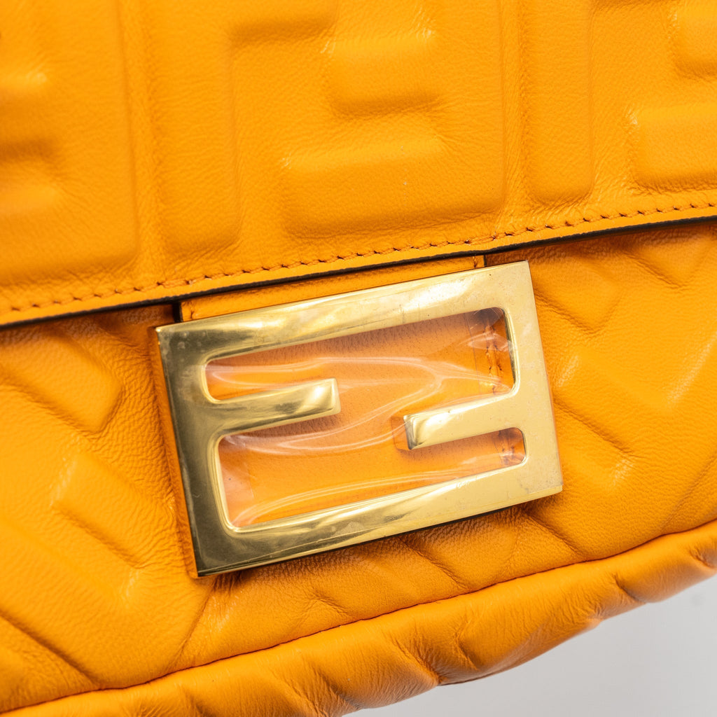 FENDI MINI BAGUETTE BAG NAPPA LAMBSKIN ORANGE GHW