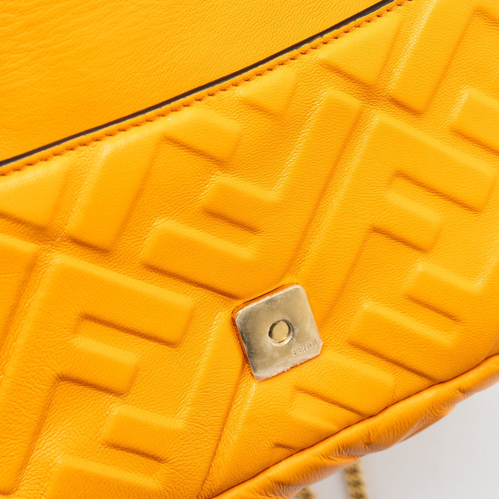 FENDI MINI BAGUETTE BAG NAPPA LAMBSKIN ORANGE GHW