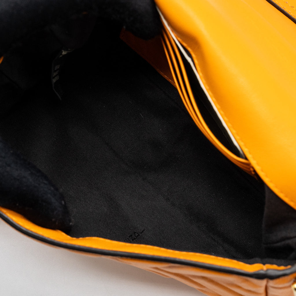 FENDI MINI BAGUETTE BAG NAPPA LAMBSKIN ORANGE GHW