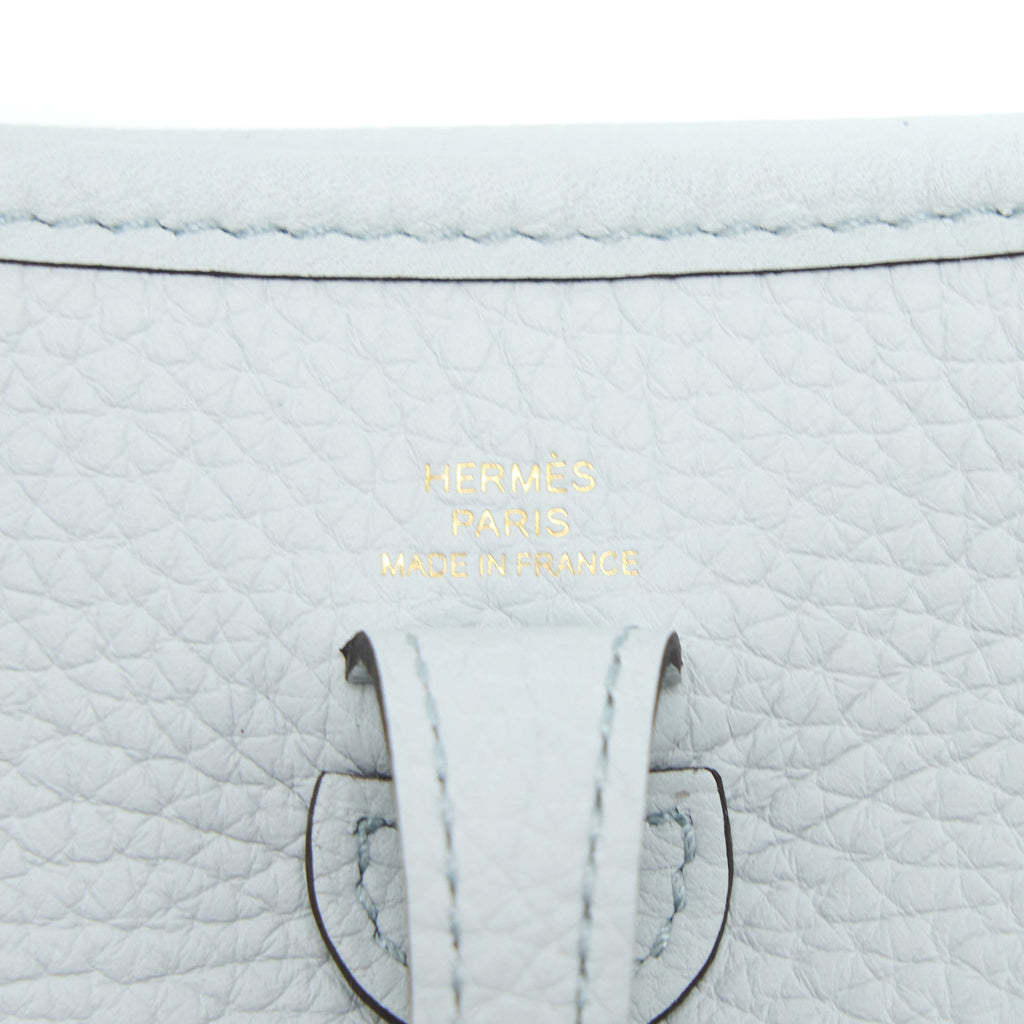 HERMES MINI EVELYN CLEMENCE BLUE PALE/NATA GHW