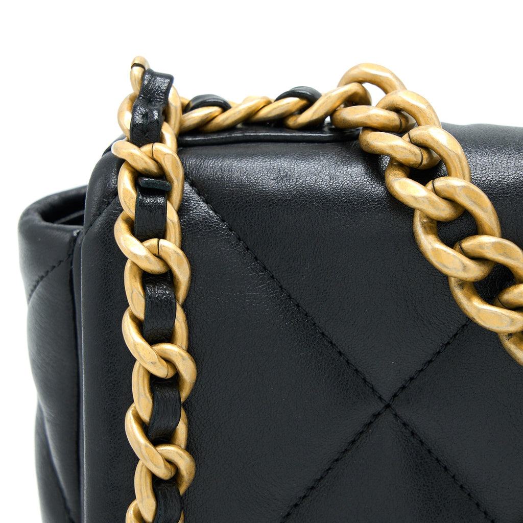 CHANEL SMALL 19 BAG LAMBSKIN BLACK MULTICOLOUR HARDWARE