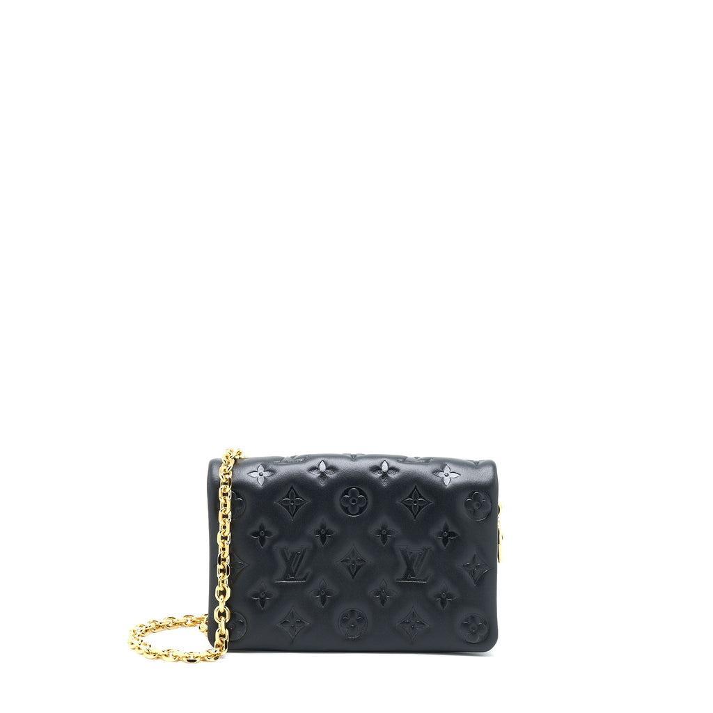 LOUIS VUITTON POCHETTE COUSSIN MONOGRAM-EMBOSSED LAMBSKIN BLACK GHW