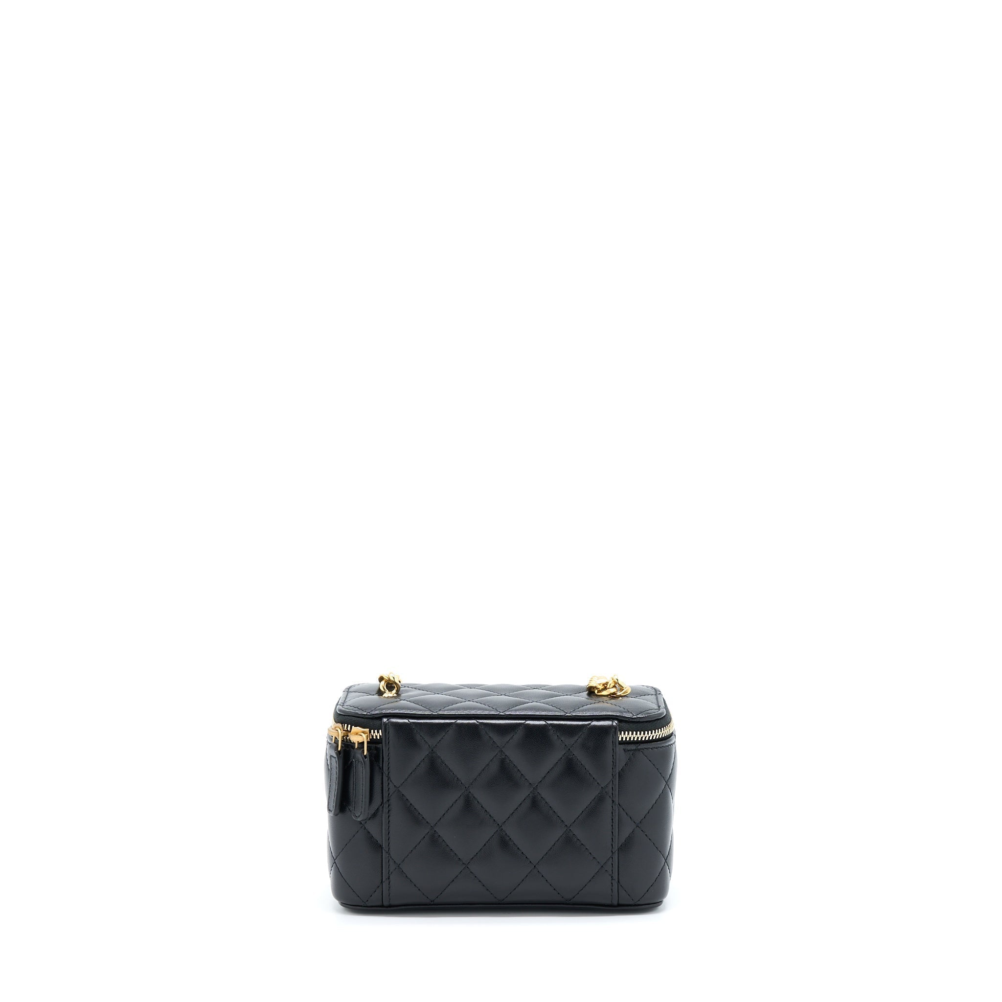 CHANEL LONG VANITY WITH DETAILED CHAIN LAMBSKIN BLACK GHW