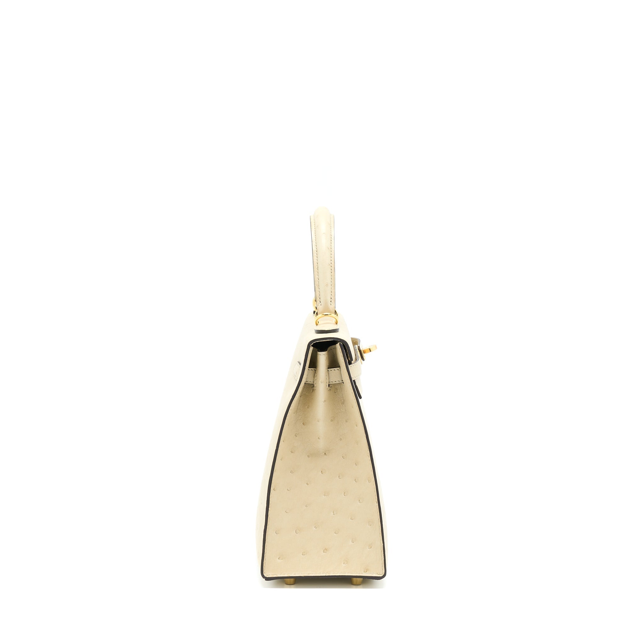 HERMES KELLY 25 OSTRICH 3C PARCHEMIN GHW