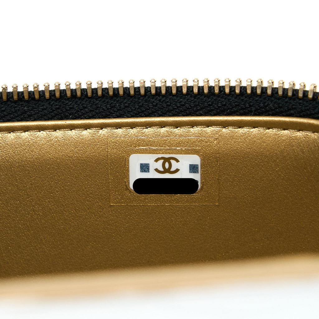 CHANEL 22B PEARL CRUSH LONG VANITY WITH CHAIN LAMBSKIN BLACK GHW (MICROCHIP)