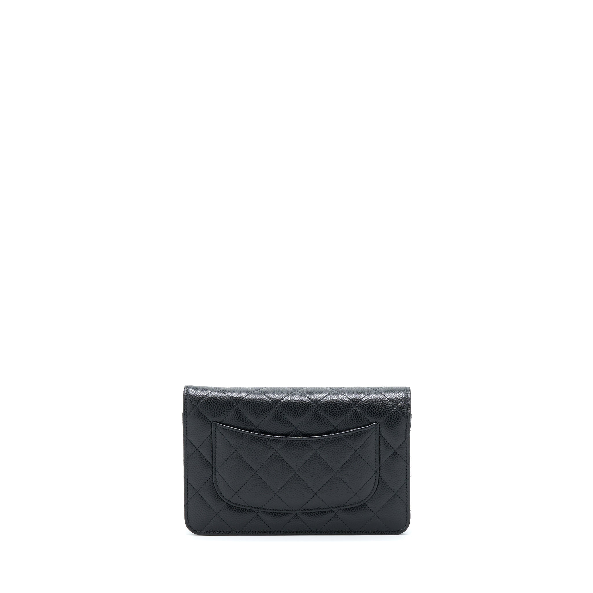 CHANEL CLASSIC WALLET ON CHAIN CAVIAR BLACK GHW (MICROCHIP)