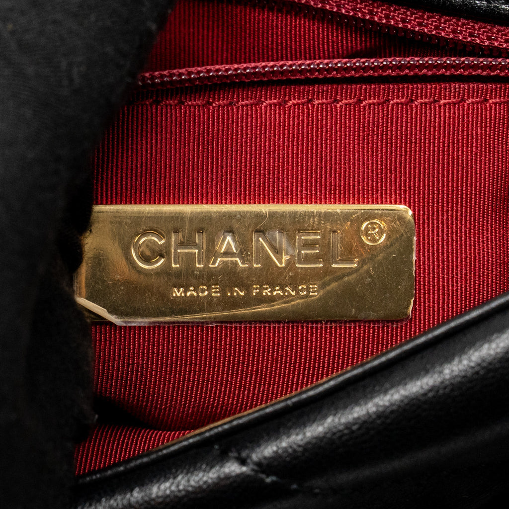 CHANEL SMALL 19 BAG GOATSKIN BLACK MULTICOLOR HARDWARE