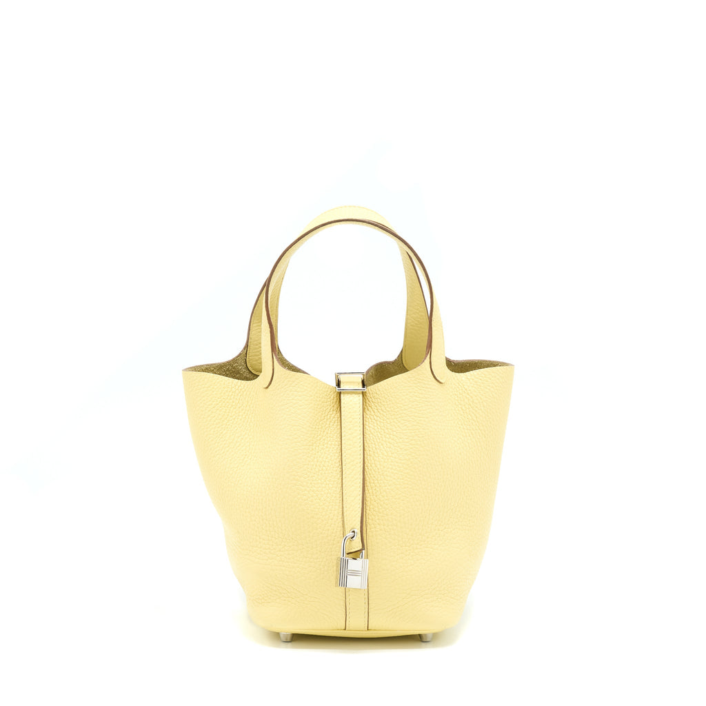 HERMES PICOTIN 18 LOCK BAG CLEMENCE JAUNE POUSSIN SHW