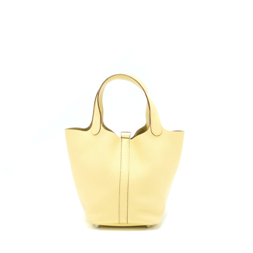 HERMES PICOTIN 18 LOCK BAG CLEMENCE JAUNE POUSSIN SHW
