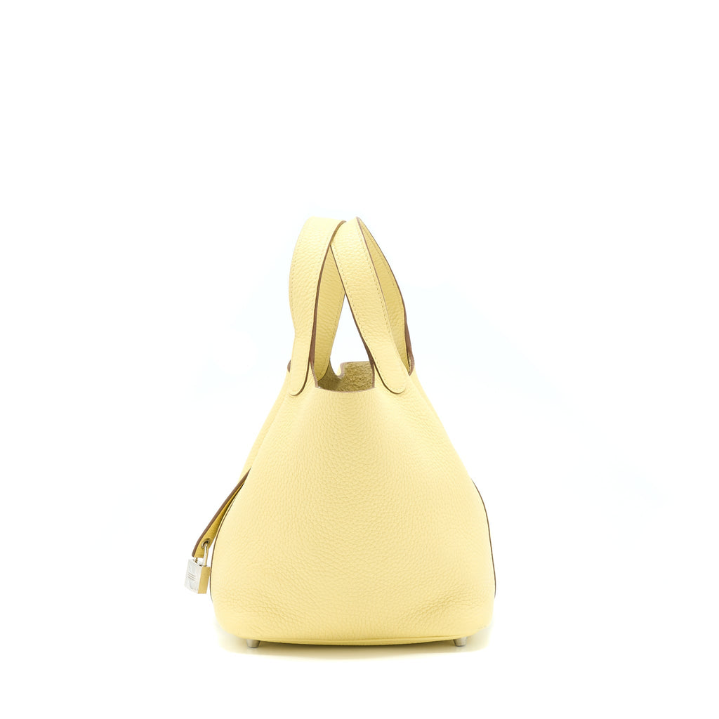 HERMES PICOTIN 18 LOCK BAG CLEMENCE JAUNE POUSSIN SHW