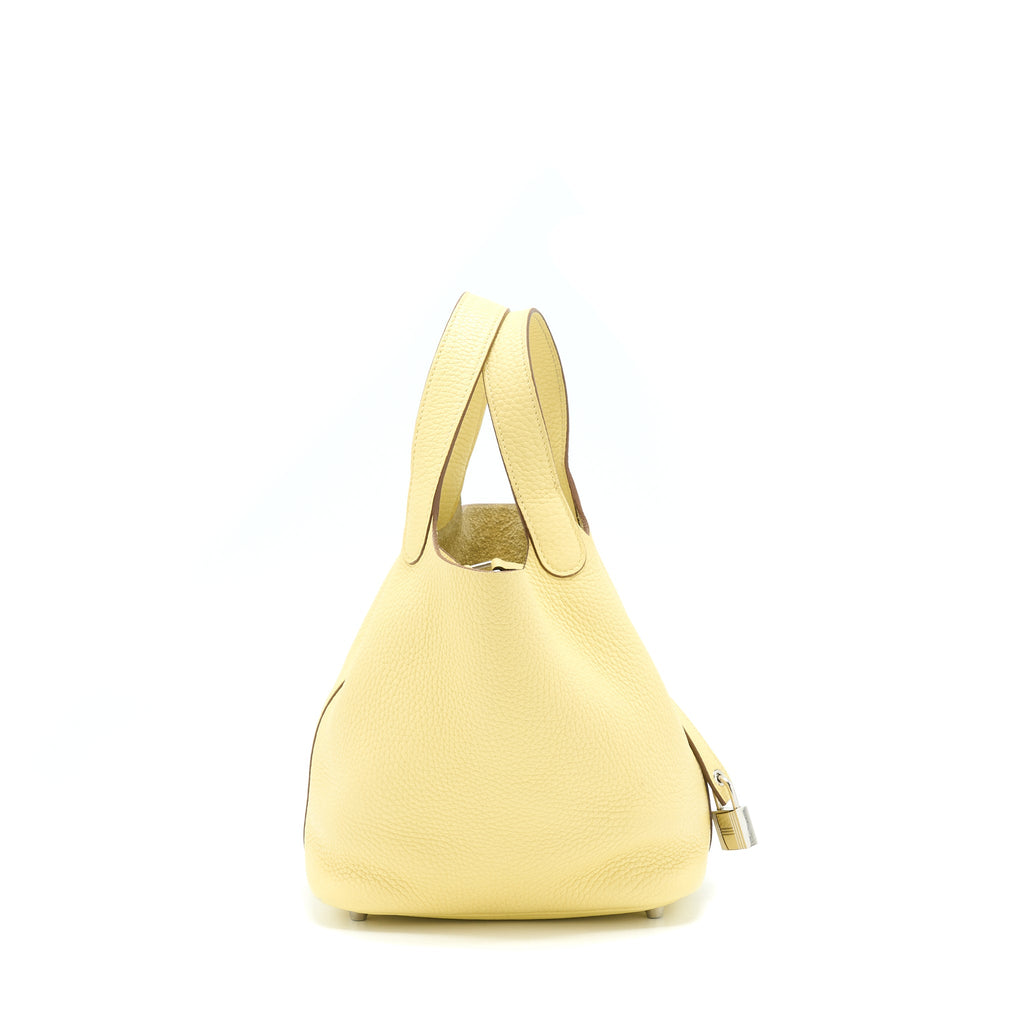 HERMES PICOTIN 18 LOCK BAG CLEMENCE JAUNE POUSSIN SHW