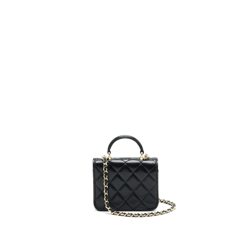 CHANEL 21K FLAP COIN PURSE WITH CHAIN BLACK LGHW