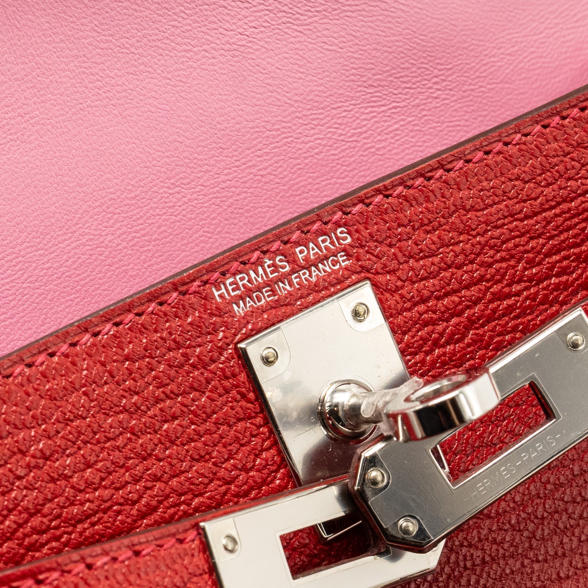 HERMES MINI KELLY II CHÈVRE MYSORE ROUGE CASAQUE/MAUVE SYLVESTRE SHW