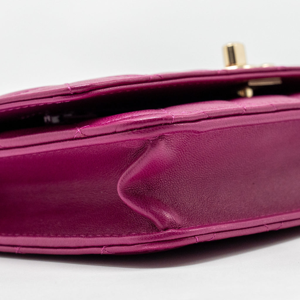 CHANEL TRENDY CC WALLET ON CHAIN LAMBSKIN FUCHSIA GHW