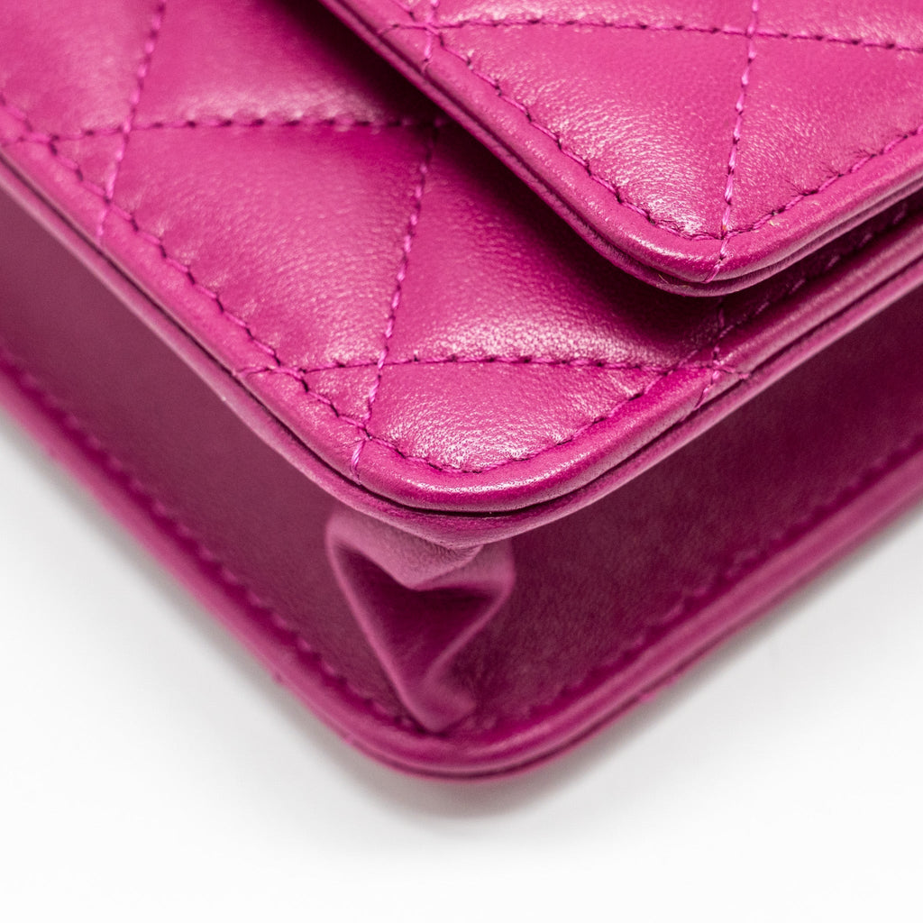 CHANEL TRENDY CC WALLET ON CHAIN LAMBSKIN FUCHSIA GHW