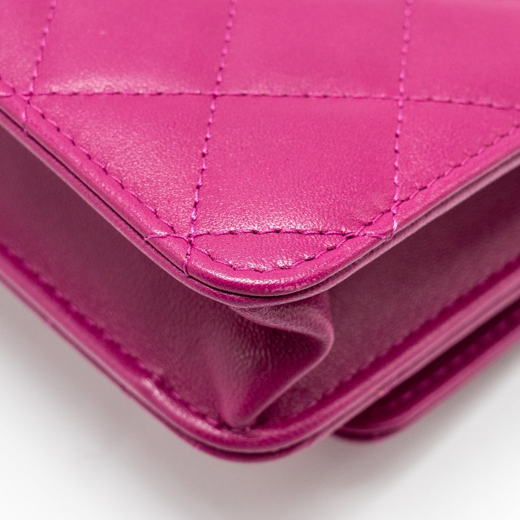 CHANEL TRENDY CC WALLET ON CHAIN LAMBSKIN FUCHSIA GHW