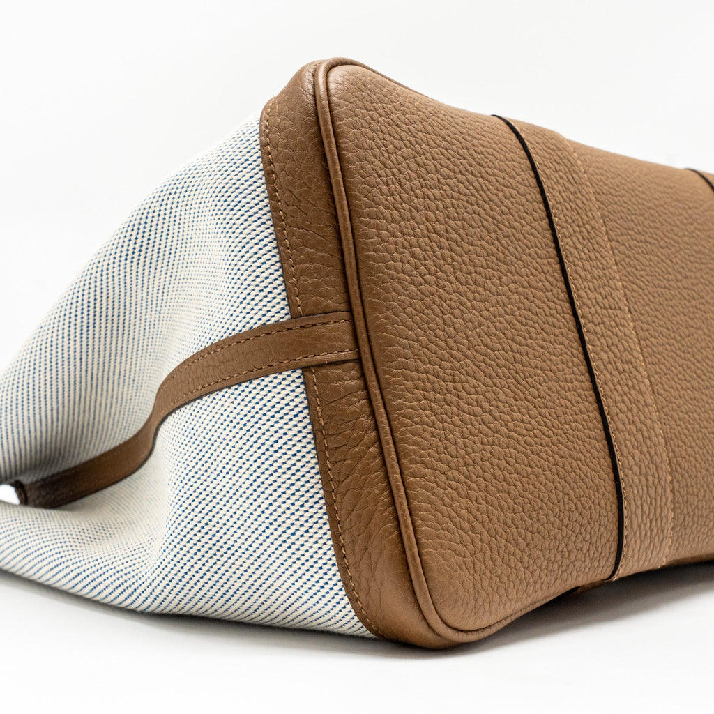 HERMES GARDEN PARTY 36 NEGONDA/CANVAS ECRU/ALEZAN/BLUE BILL SHW