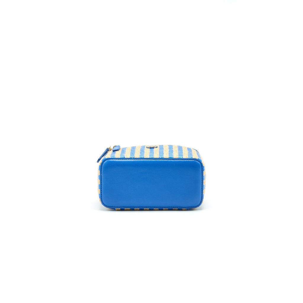 CHANEL VANITY WITH CHAIN BLUE & BEIGE