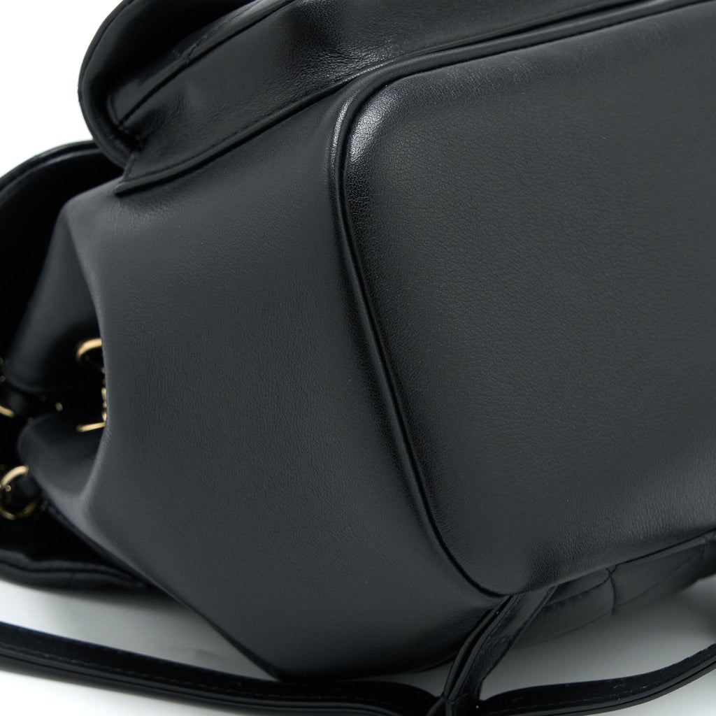 CHANEL 23C DUMA MINI BACKPACK CALFSKIN BLACK LGHW (MICROCHIP)