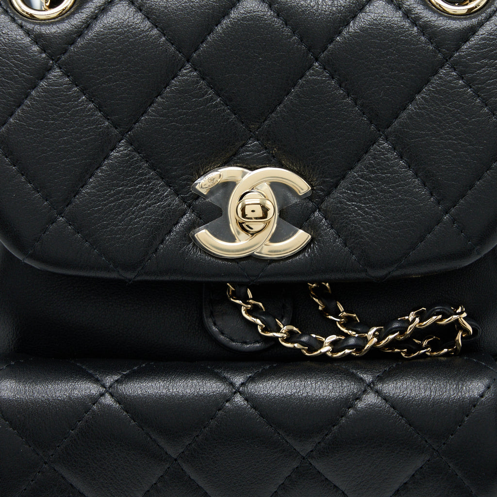 CHANEL 23C DUMA MINI BACKPACK CALFSKIN BLACK LGHW (MICROCHIP)