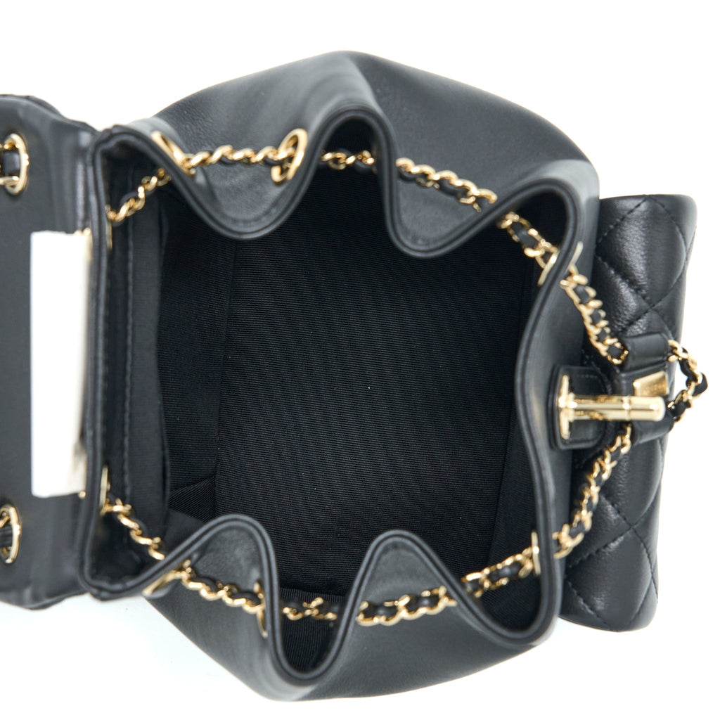CHANEL 23C DUMA MINI BACKPACK CALFSKIN BLACK LGHW (MICROCHIP)