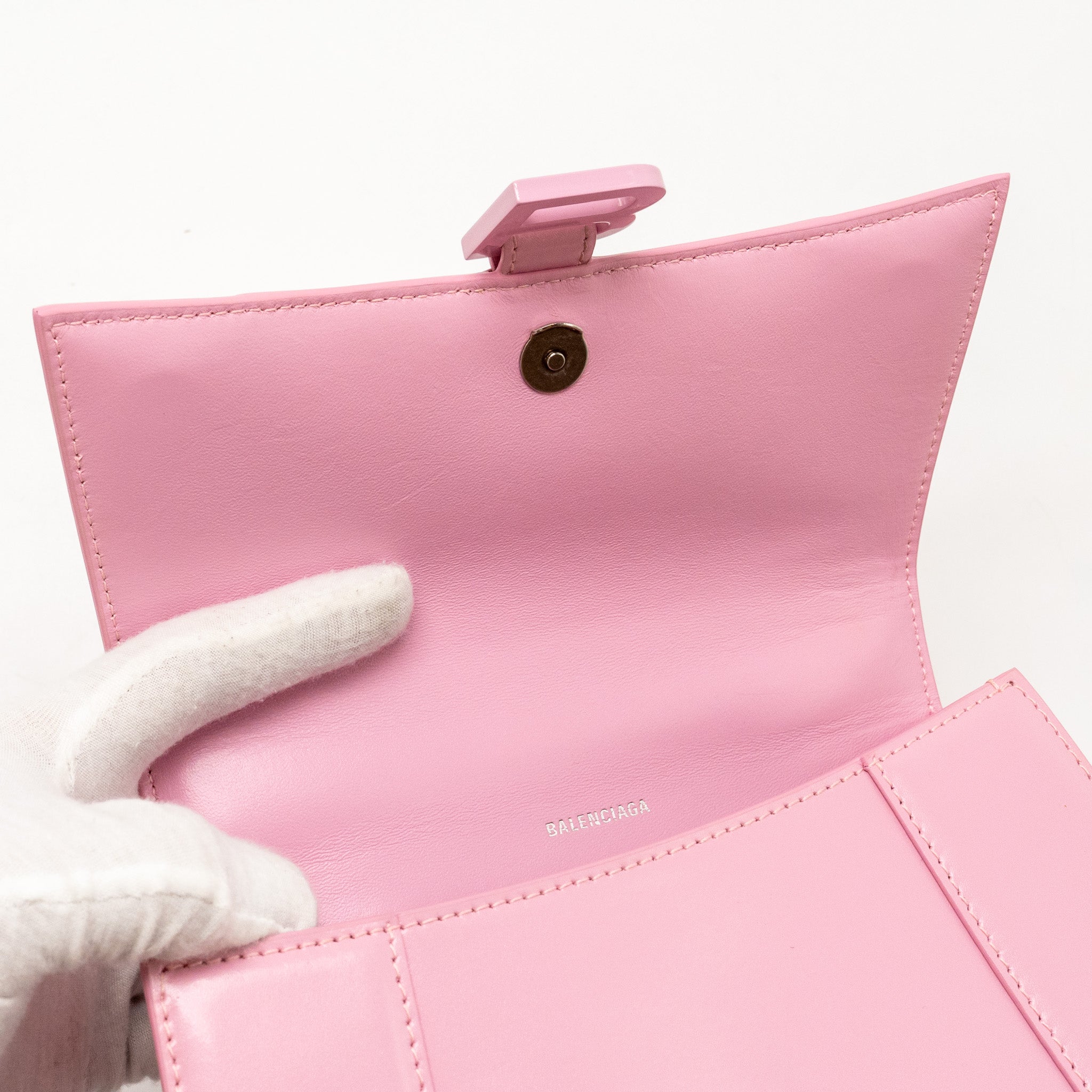 BALENCIAGA SMALL HOURGLASS BAG CALFSKIN PINK SHW
