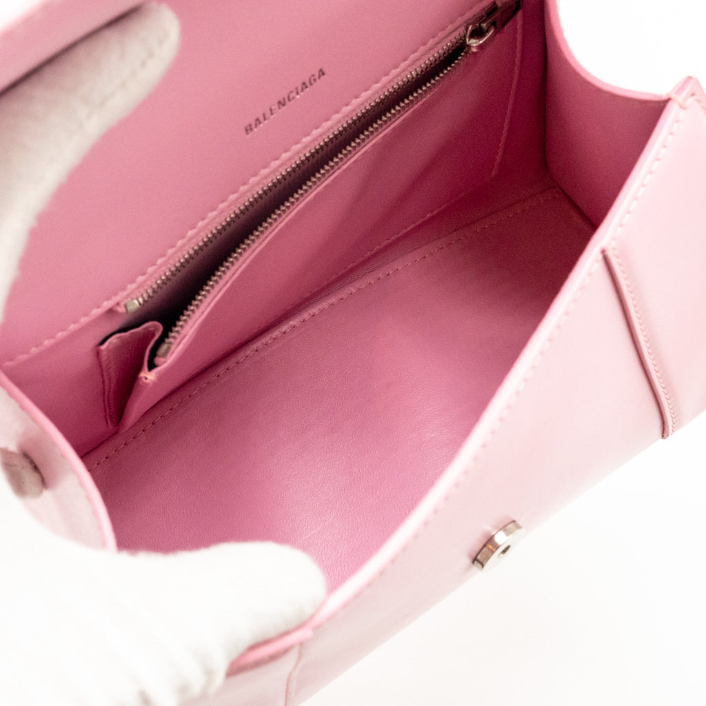 BALENCIAGA SMALL HOURGLASS BAG CALFSKIN PINK SHW