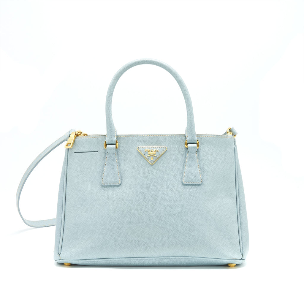 PRADA SMALL SAFFIANO LEATHER TOTE BAG LIGHT BLUE GHW