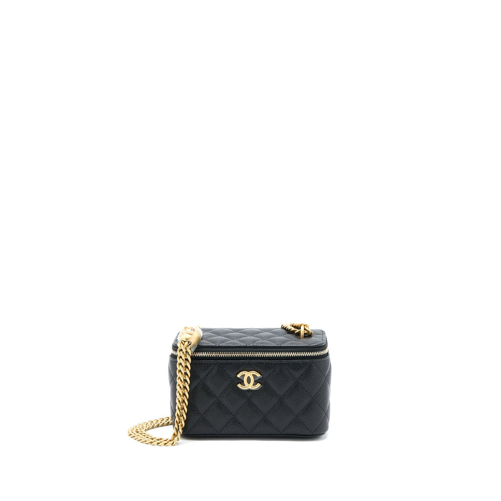 CHANEL 23P COCO LOVE LONG VANITY CAVIAR BLACK BRUSHED GHW (MICROCHIP)