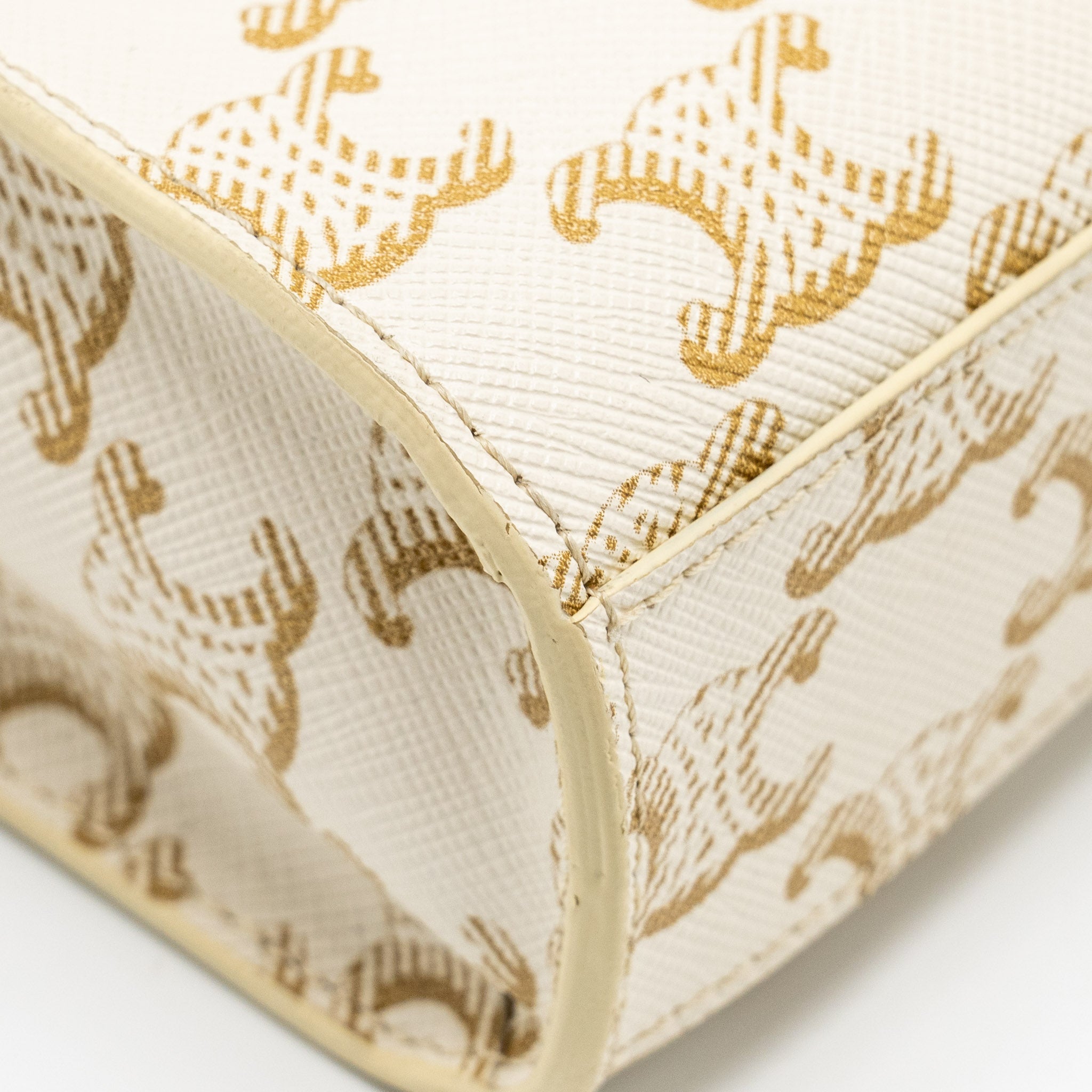 CELINE MINI VERTICAL CABAS TRIOMPHE CANVAS/CALFSKIN WHITE GHW