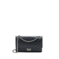 CHANEL SMALL 2.55 225 REISSUE FLAP BAG AGED CALFSKIN BLACK RUTHENIUM SHW