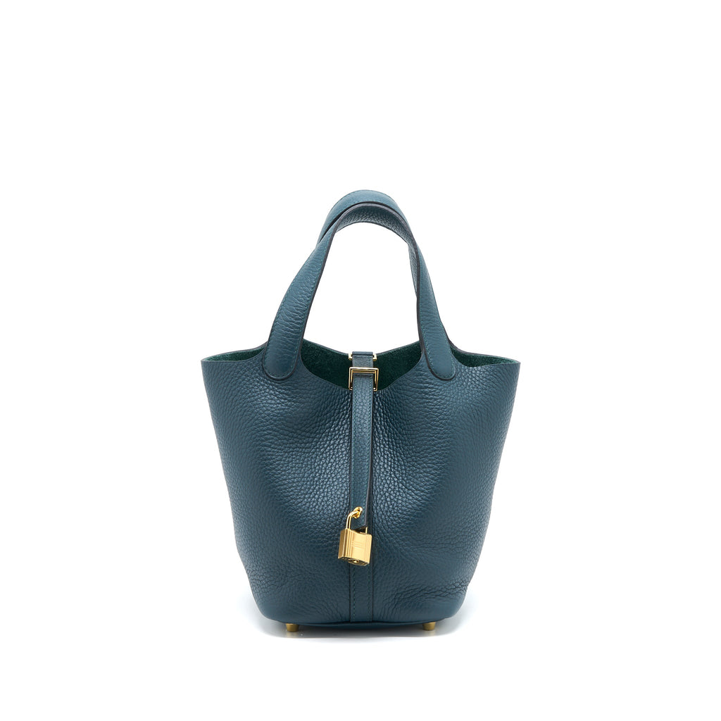 Hermes Picotin 18 Lock Bag Clemence 6O Vert Cypress GHW