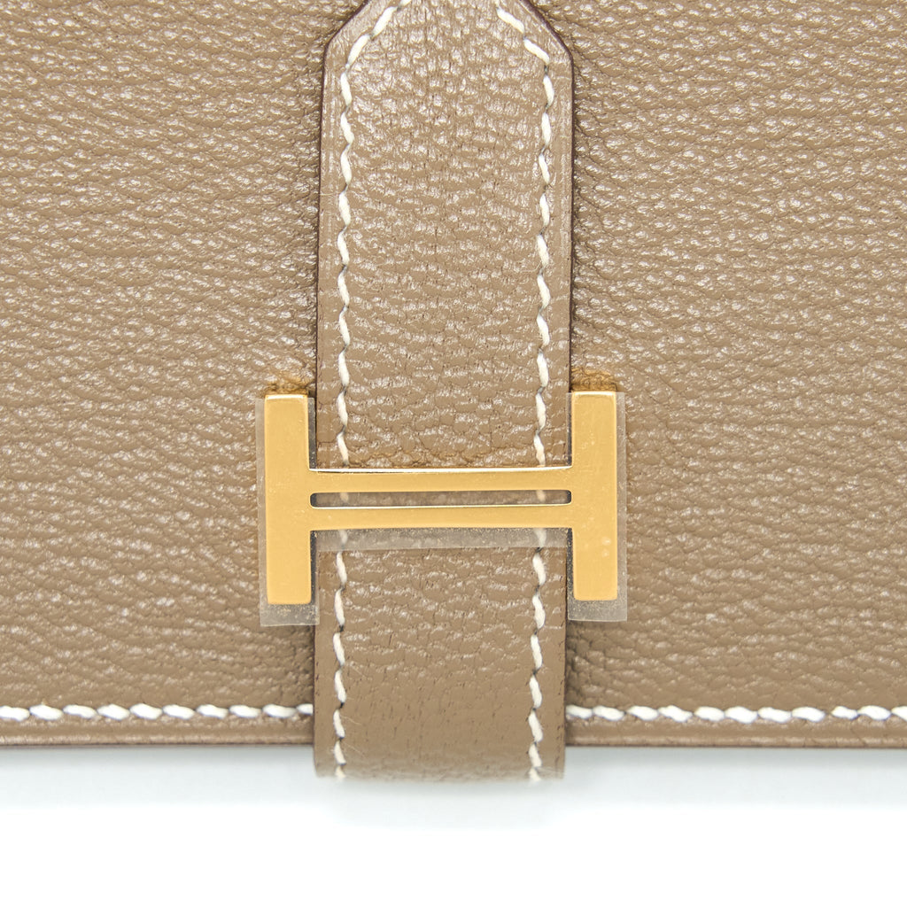 HERMES BEARN MINI WALLET MYSORE GOATSKIN ETOUPE GHW