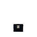 CHANEL FLAP CARD HOLDER GIANT CC LOGO VELVET BLACK LGHW