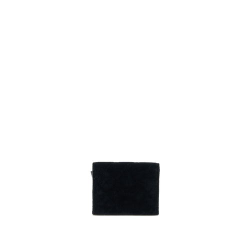 CHANEL FLAP CARD HOLDER GIANT CC LOGO VELVET BLACK LGHW
