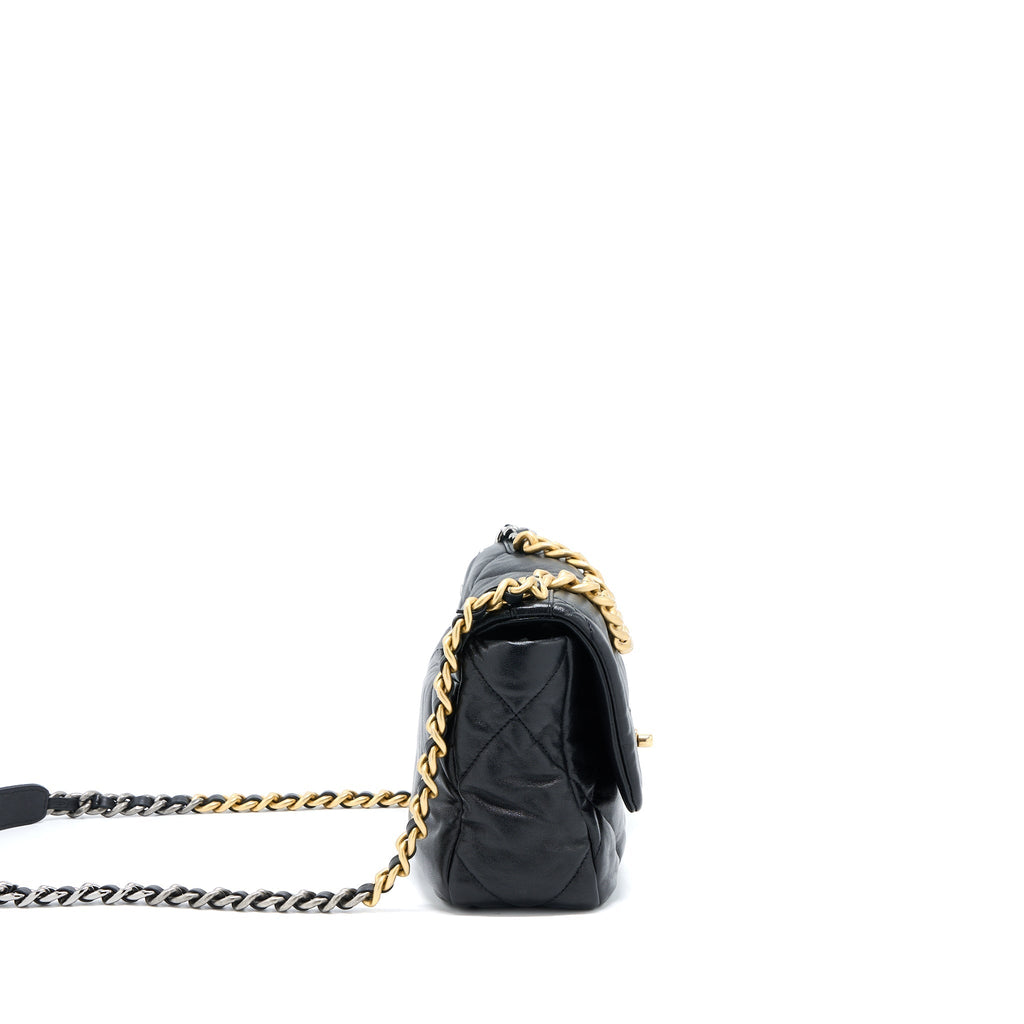 CHANEL SMALL 19 BAG GOATSKIN BLACK MULTICOLOUR HARDWARE